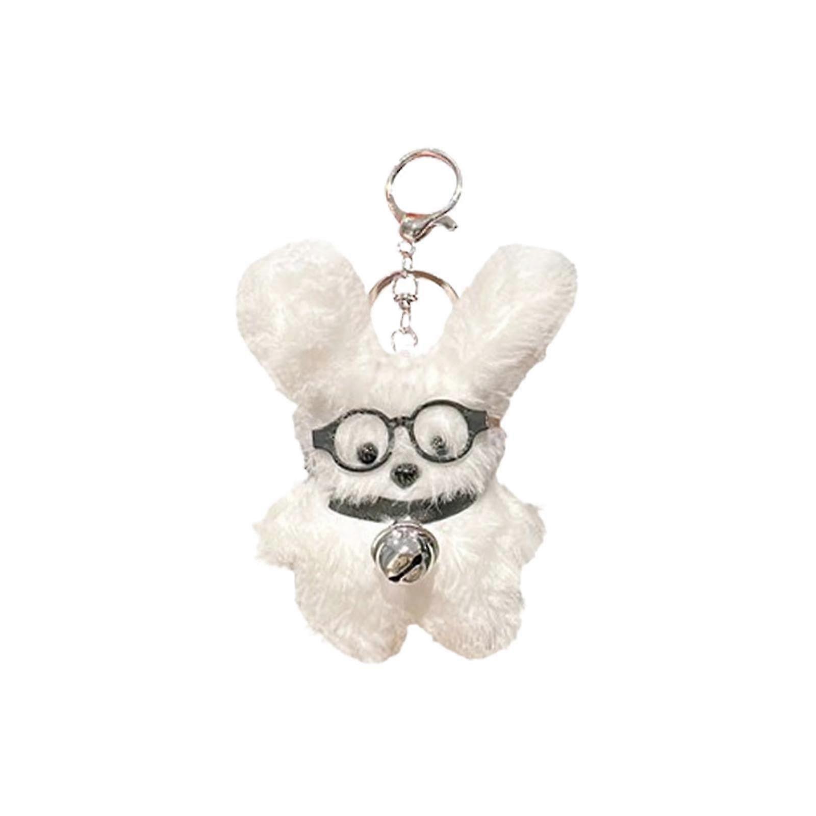 Plush Keychain With Glasses And Puppy Charm For Handbag, Wallet, Backpack Accessories, Cute Design
