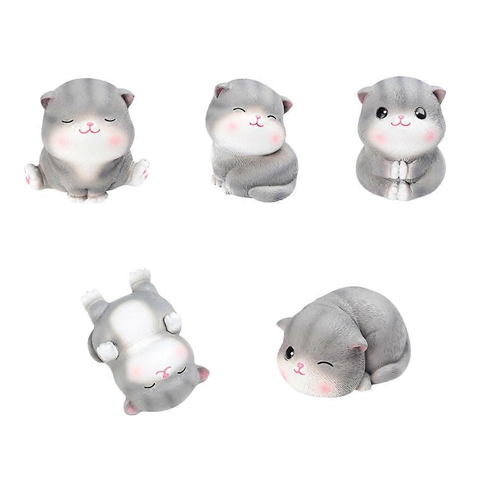 Cat Statue Ornament For Indoor Resin Ornaments Cute Design Suitable As Car Accessories Desktop Decorations 5Pcs