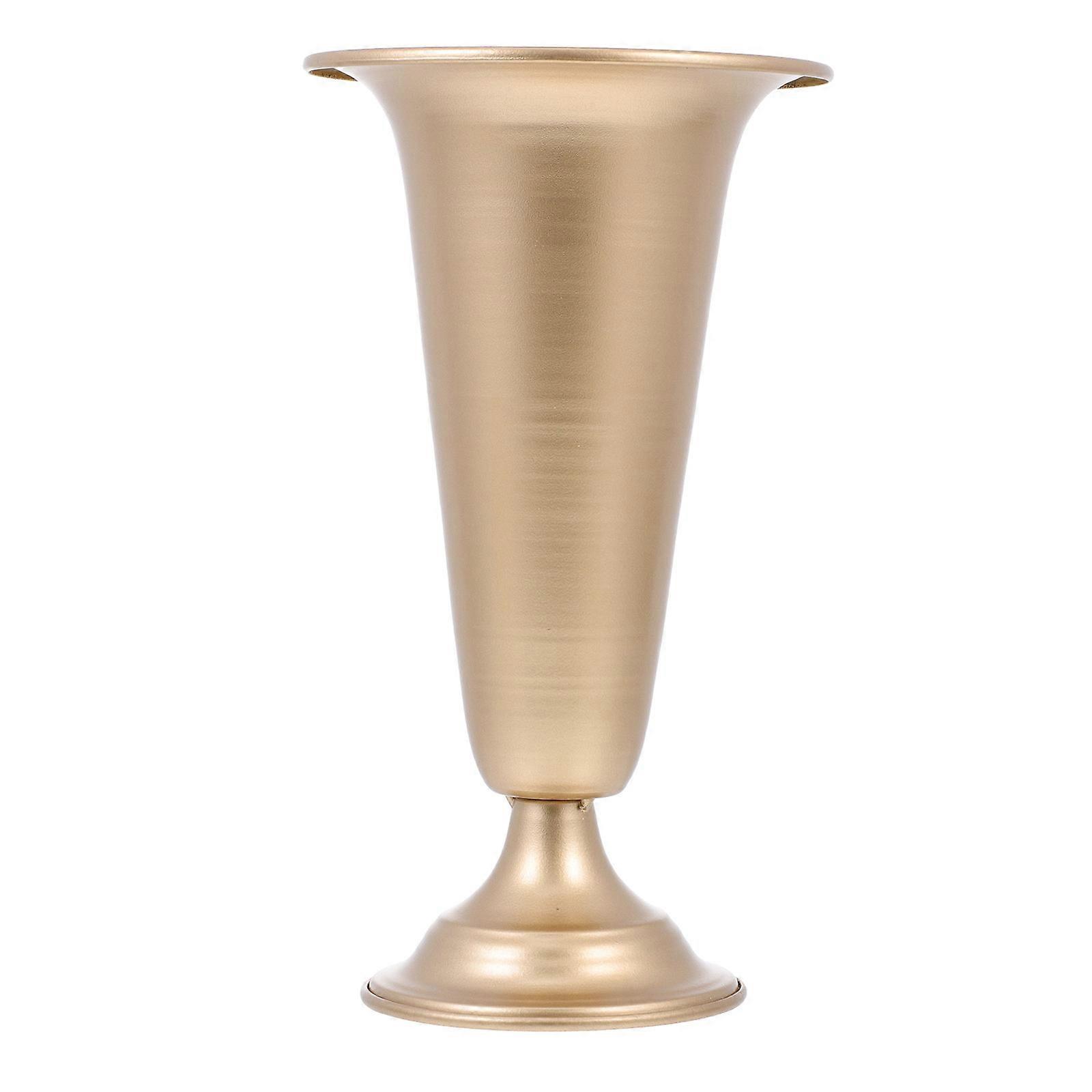 European Style Golden Iron Flower Vase for Decoration with Material 7 Inch