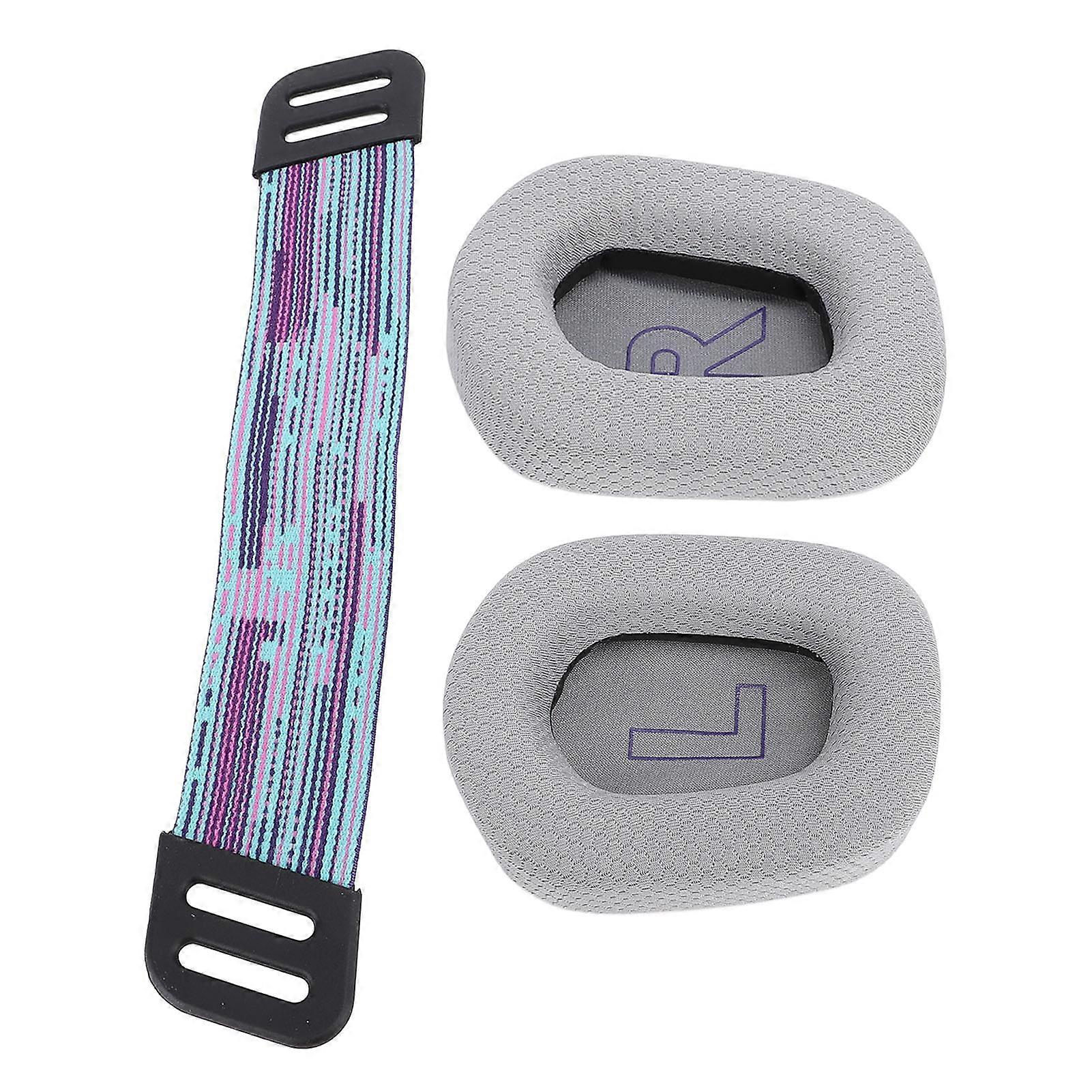 Headset Ear Pads Breathable Mesh High Density Memory Foam Ear Cushions with Headband Straps for G733 Wireless G335 Wired Gaming Headset Gray