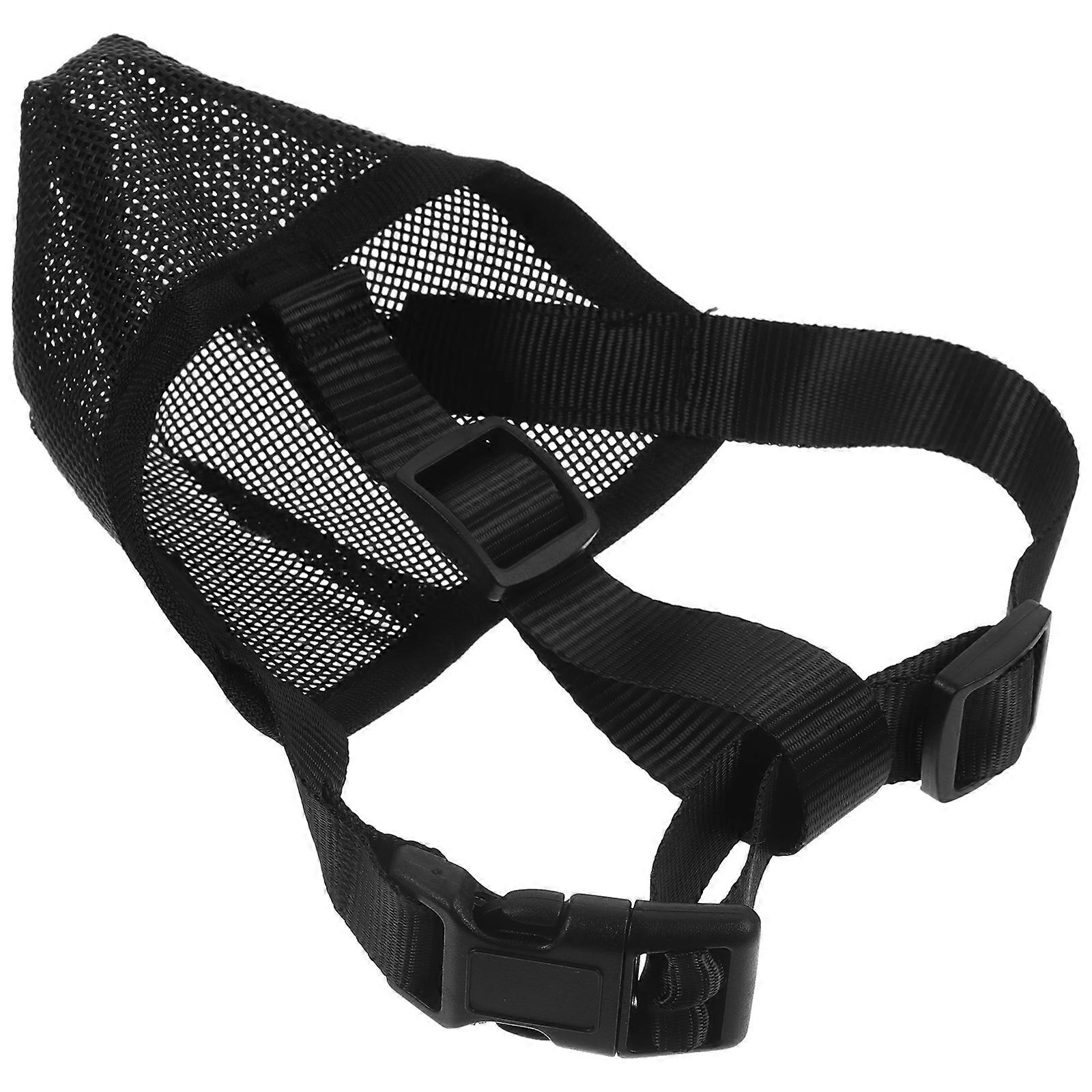 Mesh Muzzle Dogs Breathable Pet Dog Muzzle Prevent Biting Adjustable Black 1 Set