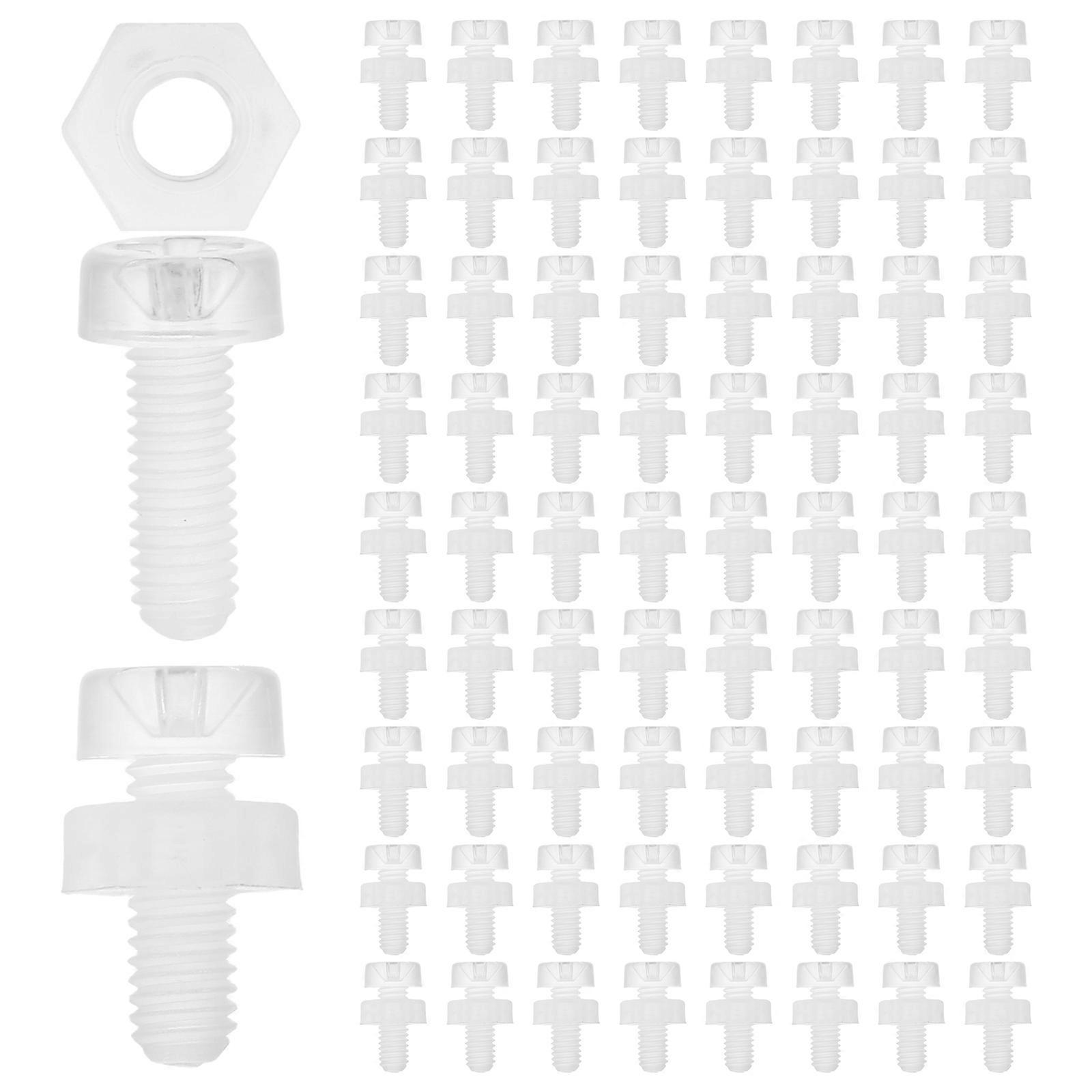 Clear Acrylic Screws And Nuts Set Aesthetic Applications Transparent Fastening Components 100Pcs