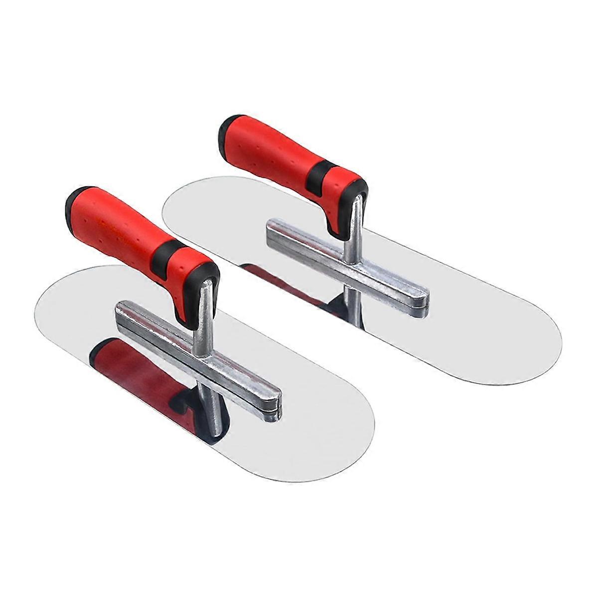 2PCS Concrete Tools Set Stainless Steel Pool Trowel(14x4in & 11x4in) Flat Finishing Trowel Cement D