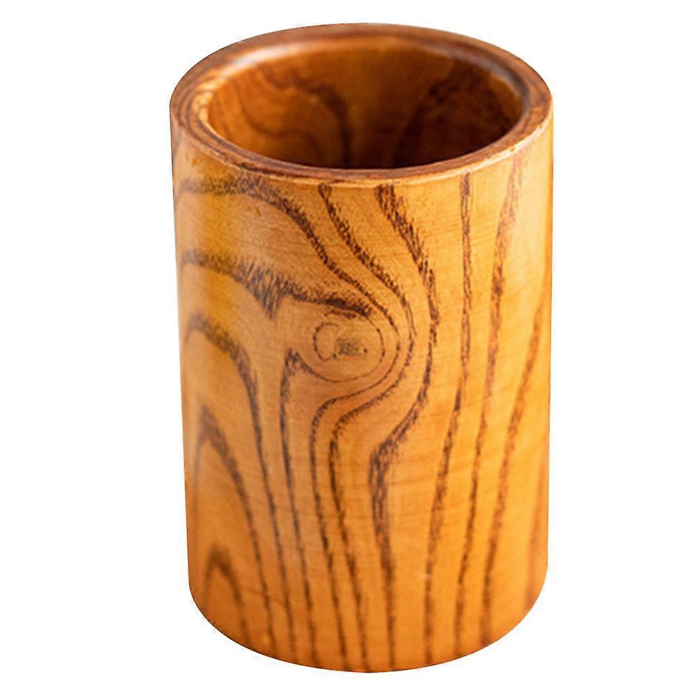 Unique Utensil Holder Pen Container Wooden Organizing For Home Use Light Brown 1Set