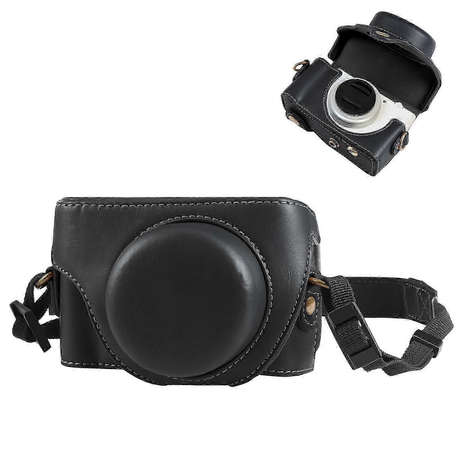 For ZV-1F Vlog Camera Full Body Leather Camera Case Bag with Strap