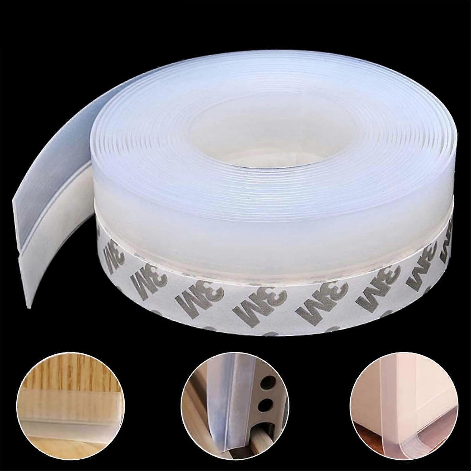 Adhesive Door Bottom, 5M x 3.5CM Self-Adhesive Silicone Sealing Strip for Door and Window. Water Protection, Insect Protection, Noise Reduction (Tran