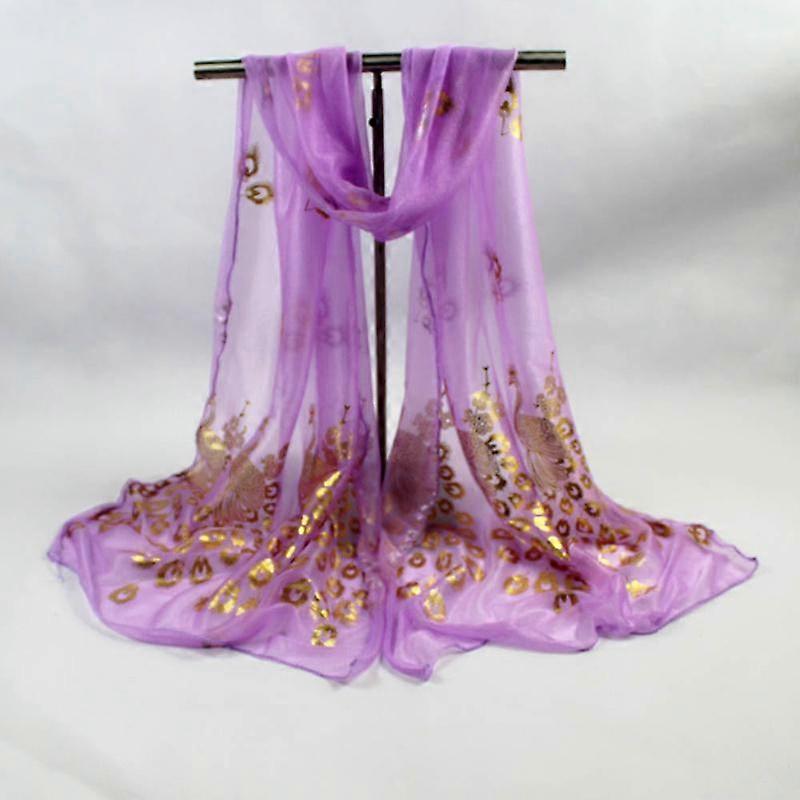 MISS Women Multi-color Peacock Flower Long Scarf Wrap Chiffon Shawl
