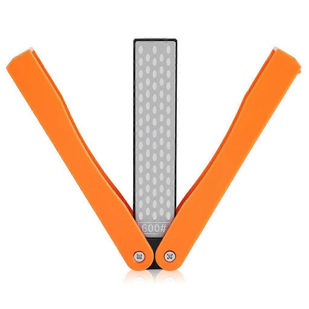 Foldable Knife Sharpener, Diamond, Double-Sided, Outdoor & Kitchen Use (Orange)