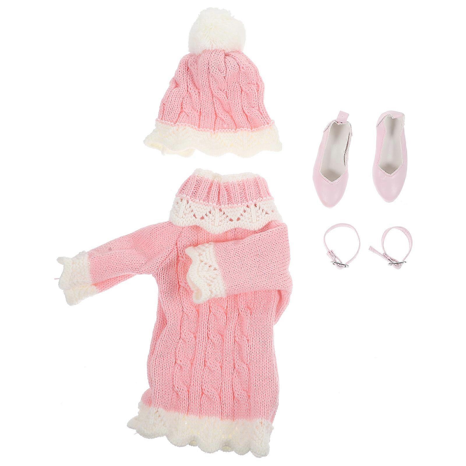 Cute Doll Sweater Dress Set with Hat – Decorative Winter Outfit for Girl Dolls, Compatible with Most Dress Up Dolls for Creative Play