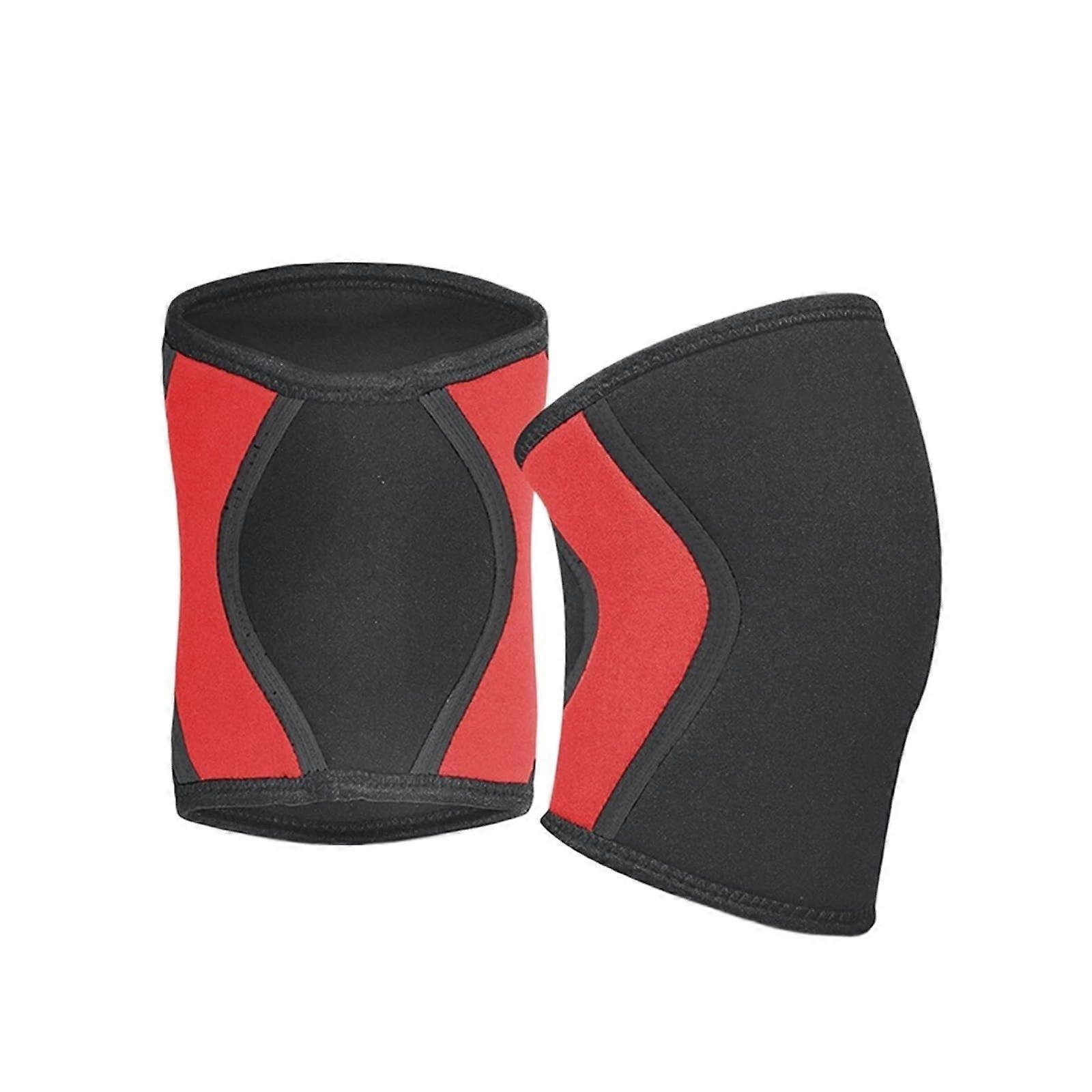 Knee Pads 1 Pair Squat Knee Protector Knee Brace Support Thickening 7 mm Knee Pads for Volleyball Weight Lifting (Red, M) M red