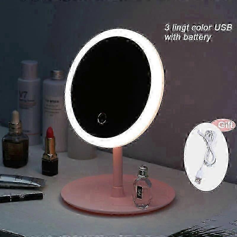 Lighted Makeup Mirror with Detachable Base, 3 Modes, USB Cable - White LED Vanity Mirror Gift
