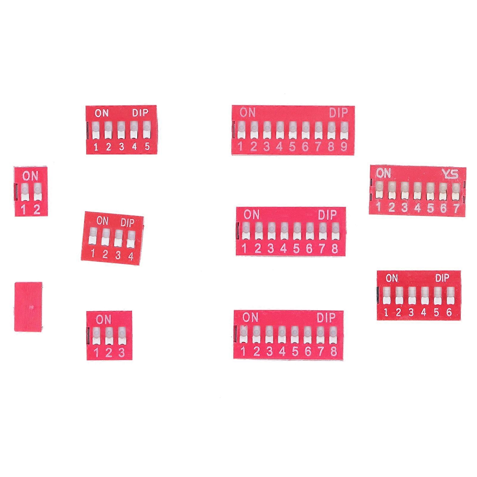 45Pcs Dip Switch Assorted Kit On Off Toggle 2.54mm Range 1 2 3 4 5 6 7 8 9P for Circuit Breadboards 