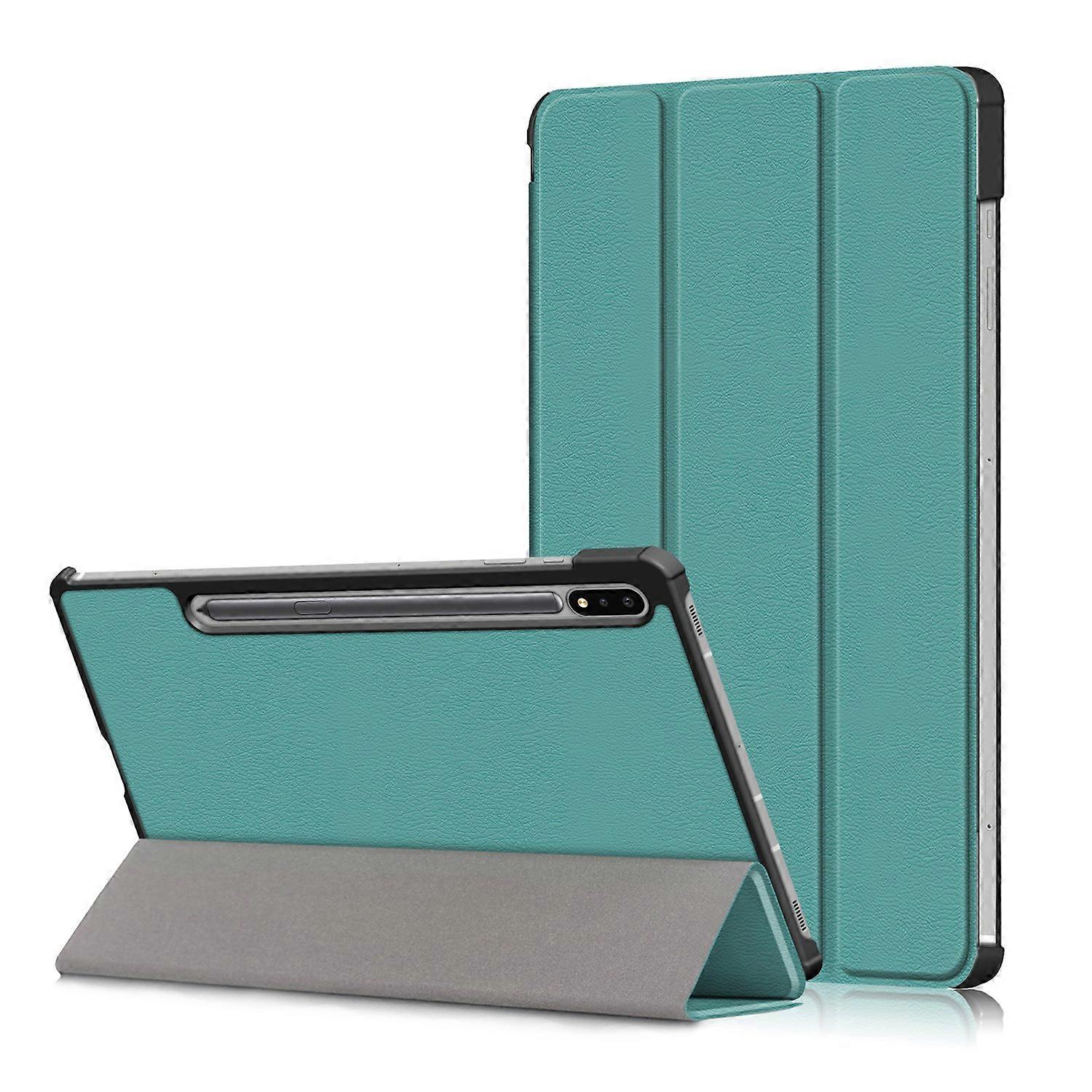 Tri-fold Stand Design Plain PU Tablet Case Shell Protector for Samsung Galaxy Tab S7 FE T736/Tab