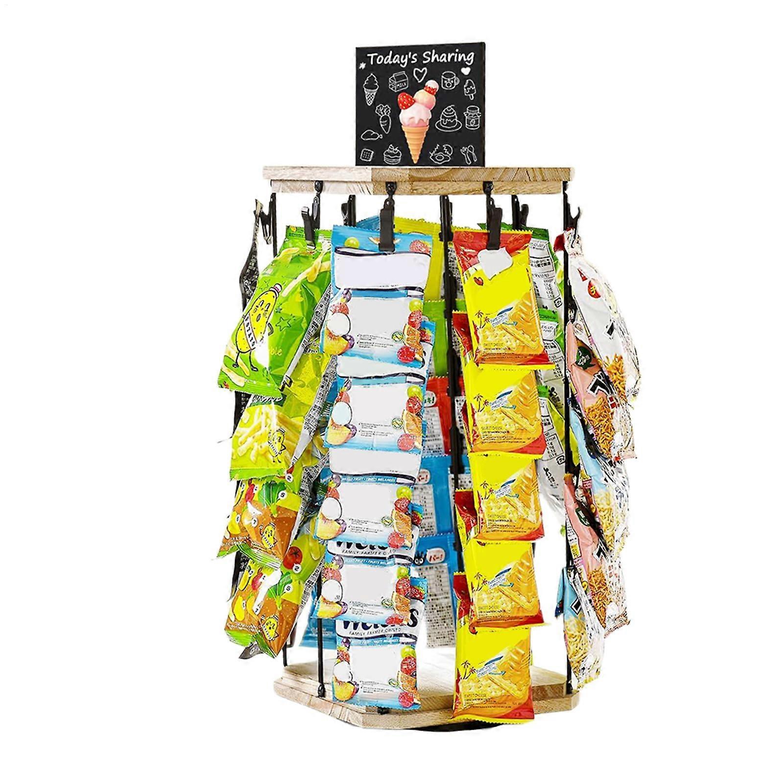 Snack Organizer with 360° Rotation 5Tier Storage with 40 Clips, Black