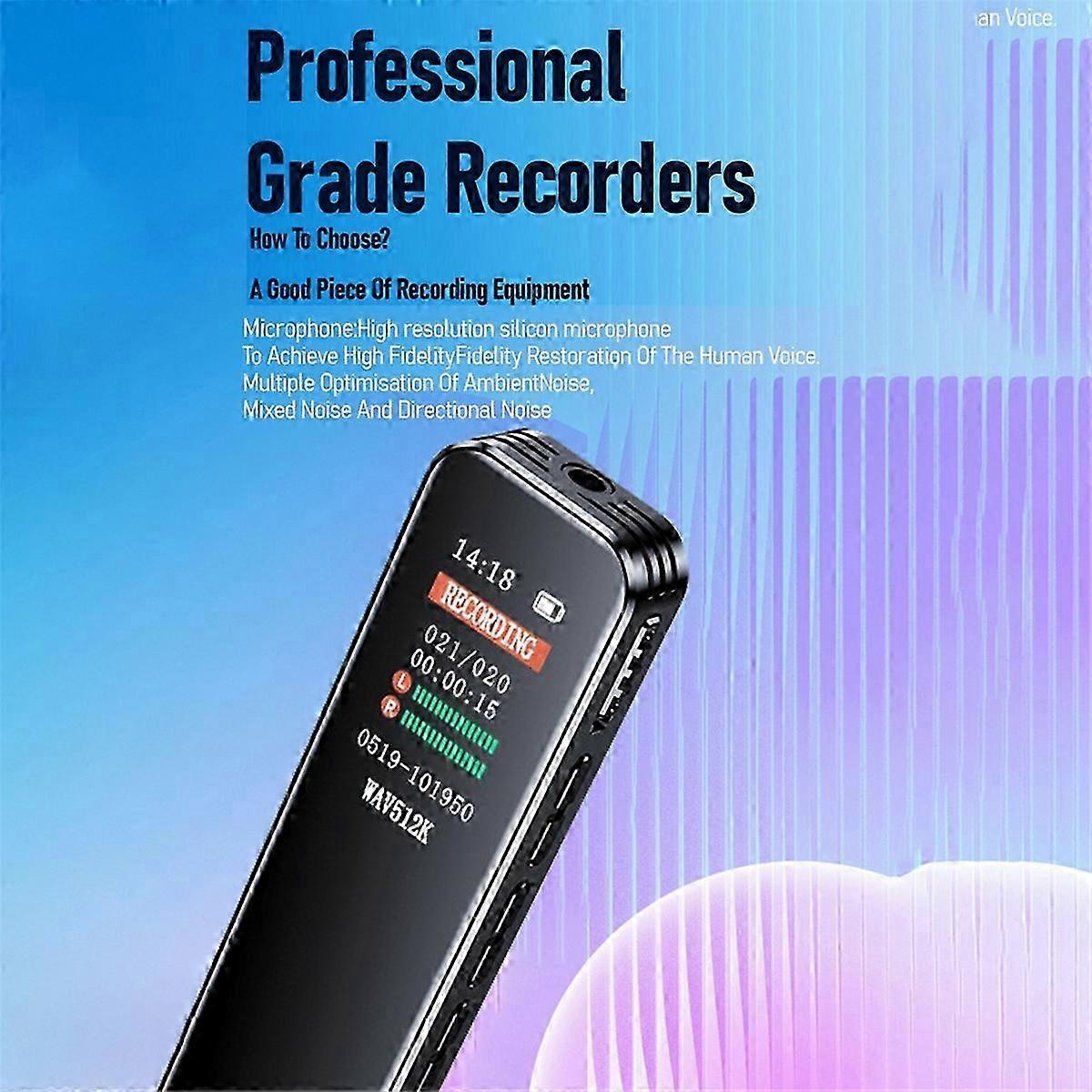 Portable Audio Recorder Pen with MP3 Player for Work Interviews, 512Kbps Recording