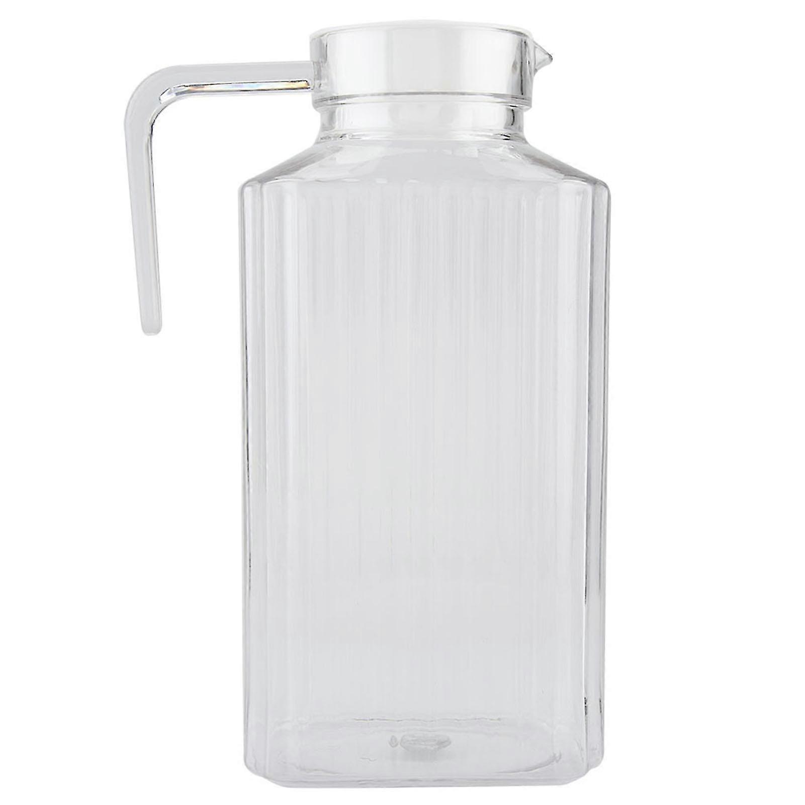 2000ml Transparent Juice Bottle Striped Water Ice Cold Juice Jug with Lid for Home and Bar