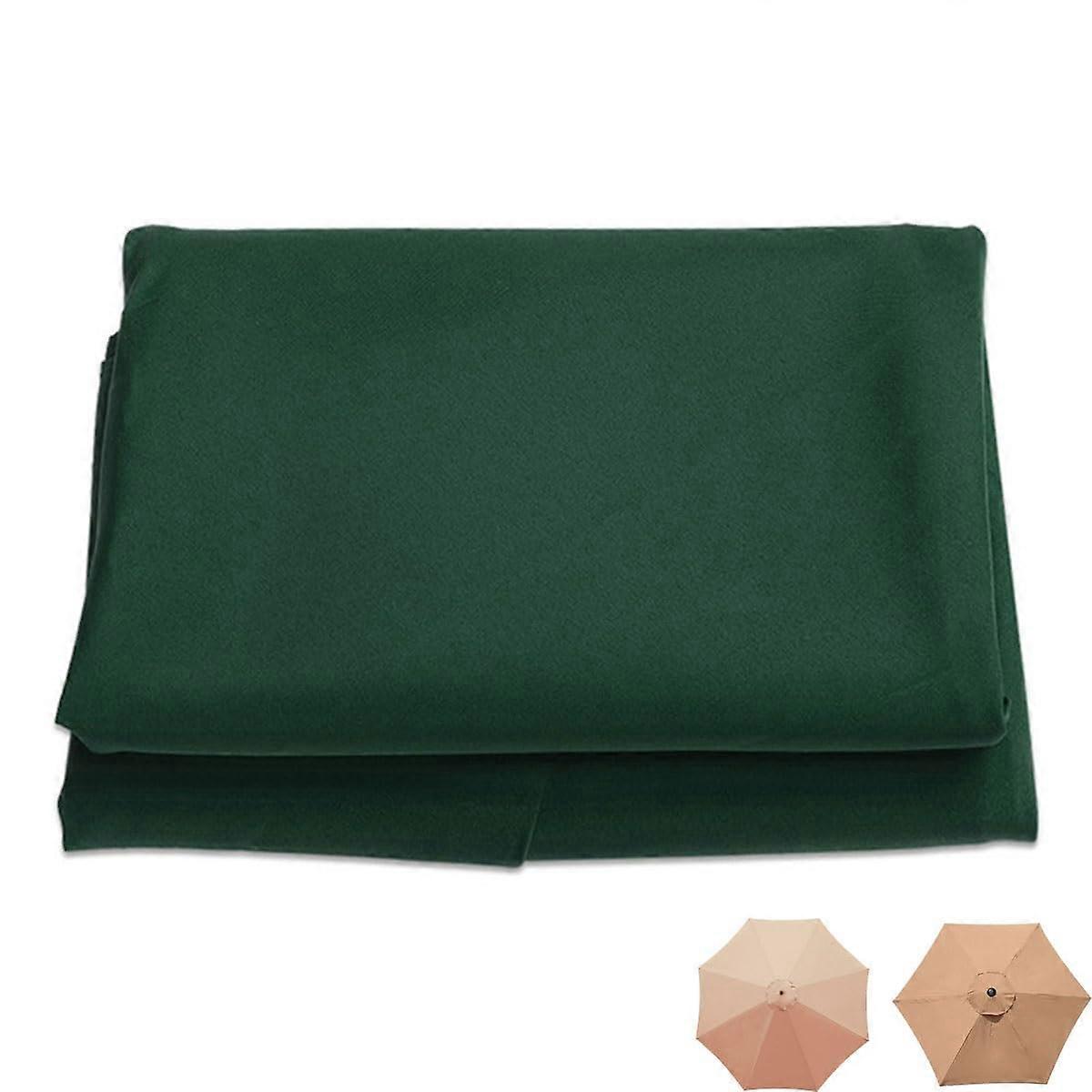 9ft 8 Ribs Waterproof Replacement Yard Parasol Canopy Round Dark Green 3-Meter Canopy Only