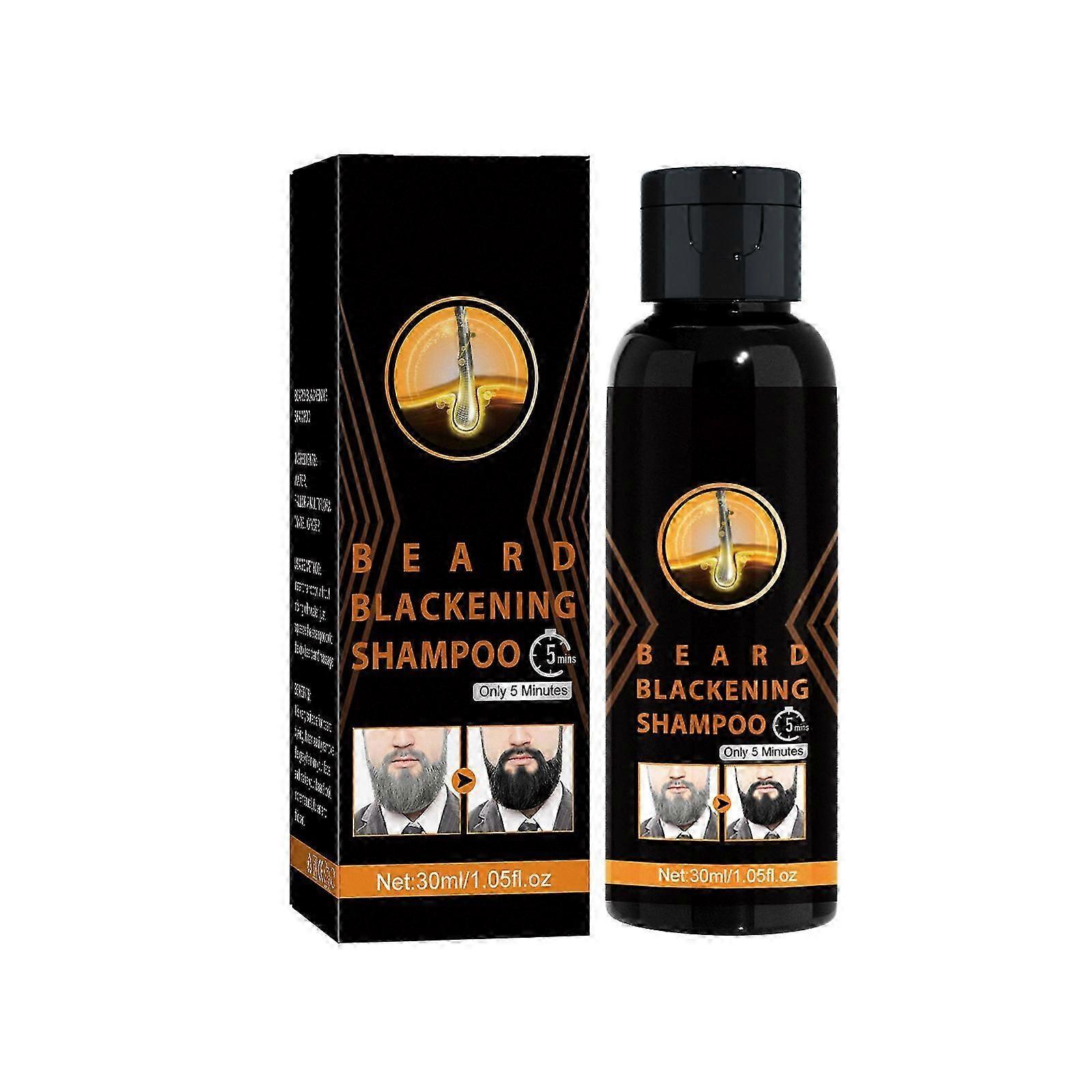 Guys Natural Darkening Beard Shampoo, Beard Hair Color Dye Shampoo Natural Men Mustache Dying Black Darkening Shampoo 30ml