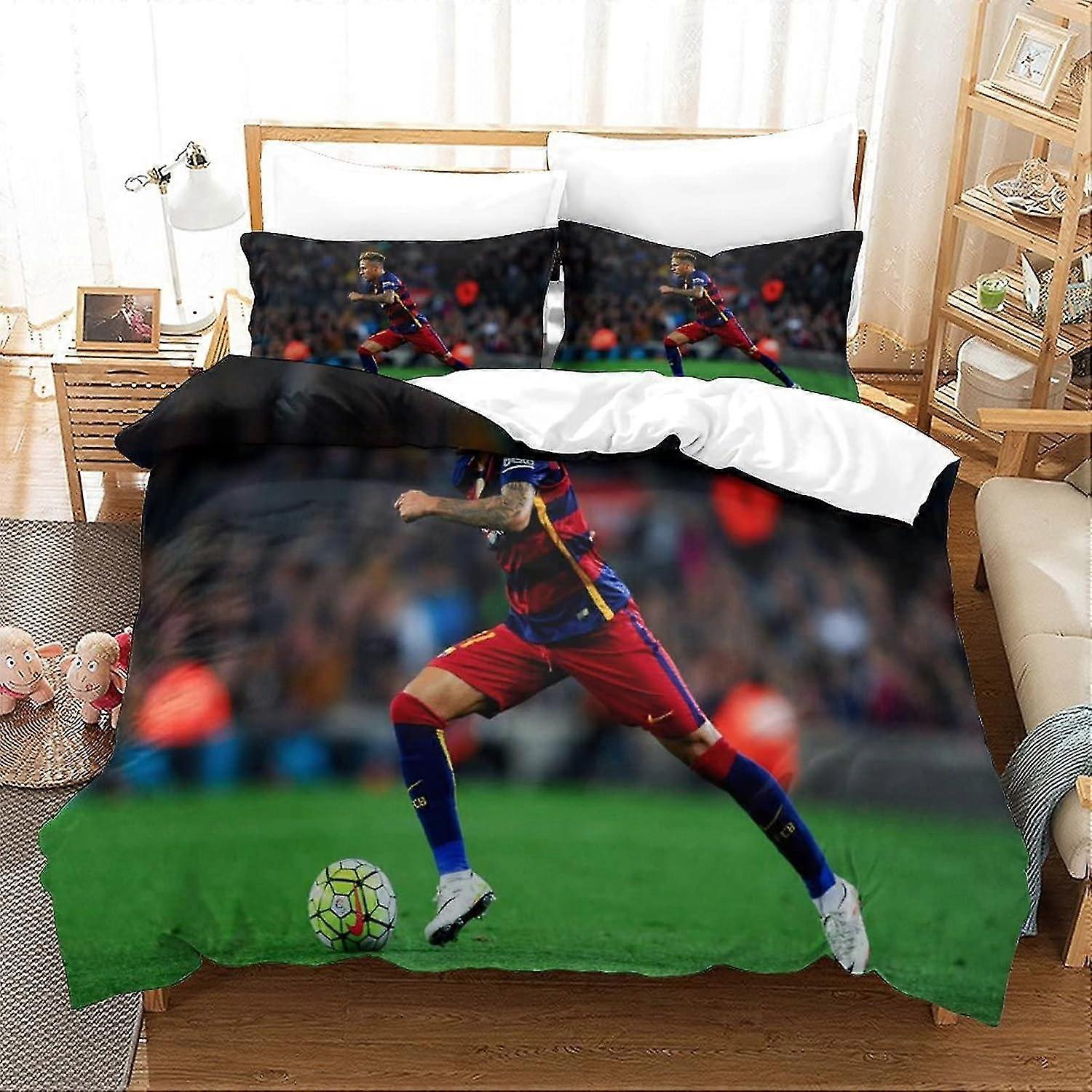 World Cup Duvet Cover Set with Pillowcases, 3D Printed Luxury Soft Bedding with Zipper, Football Theme Design