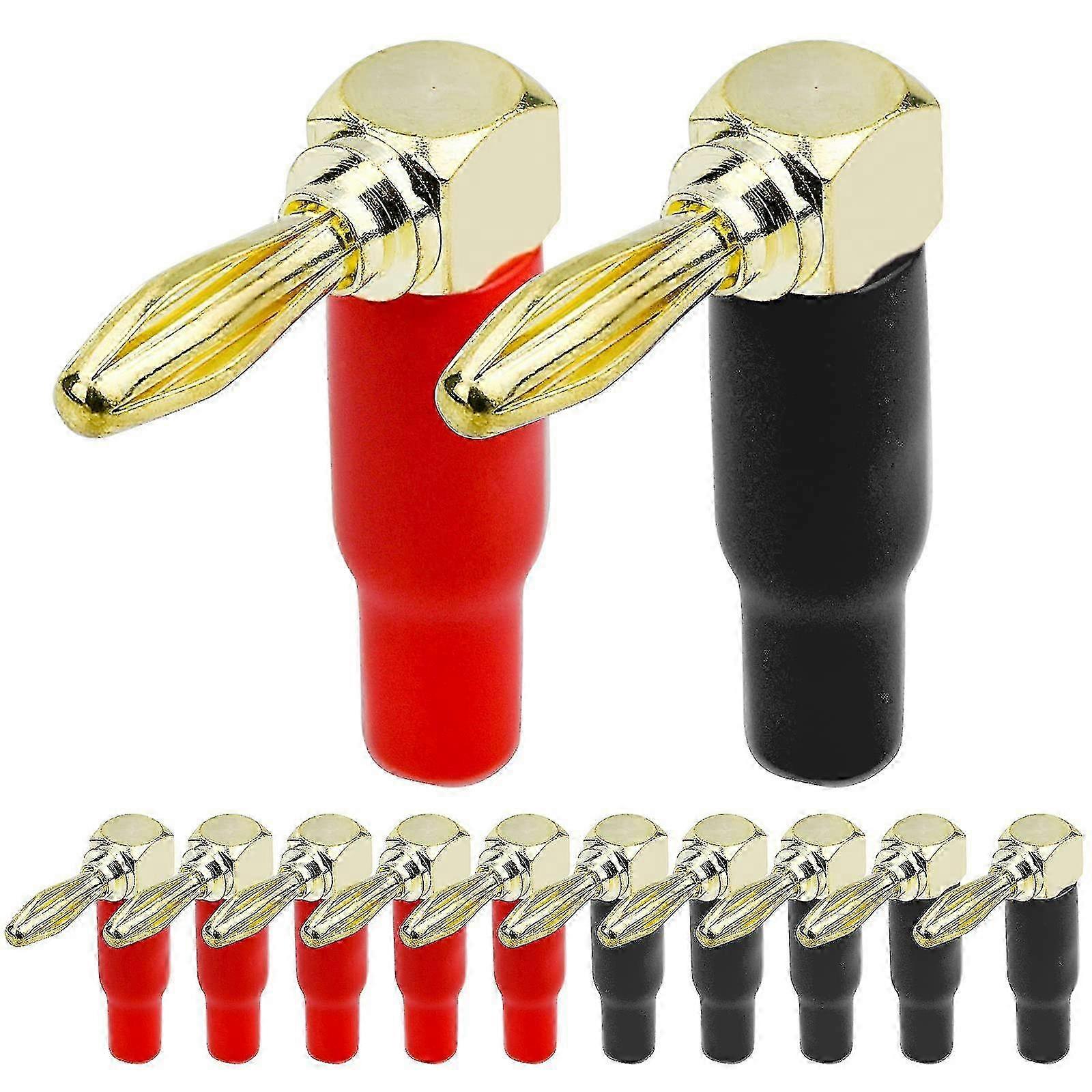 12個の90度バナナプラグ、さまざまなオーディオデバイスと互換性のある4mm純銅金メッキL字型コネクタ、スピーカーケーブルに最適