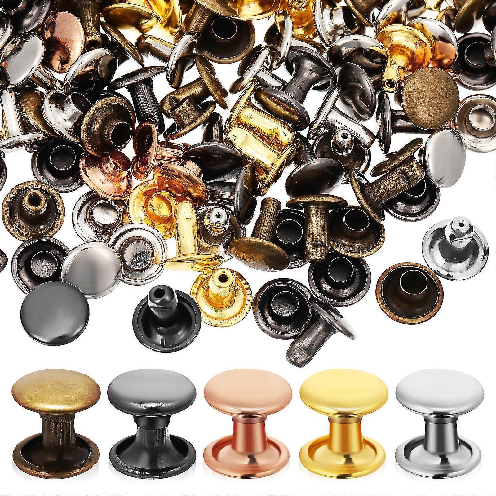 200PCS Double Cap Rivets Metal Repair Kit Durable Fasteners for Clothing Bags Shoes Belts Crafts Double Sided Design Secure Fixation