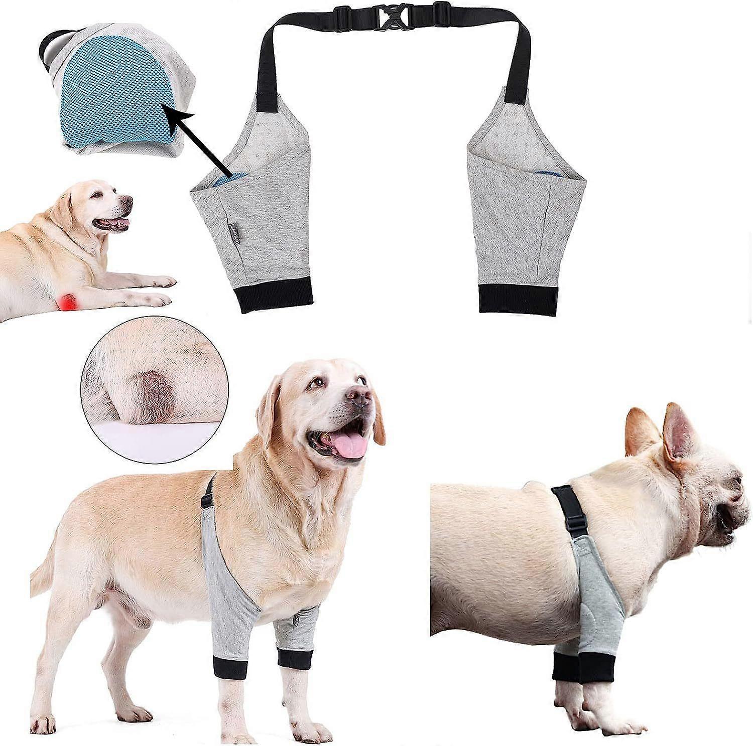 Dog Leg Joint Sleeve Puppy Dog Front Paw Pet Leg Protector Soft Pads Elbow Protector Hock Brace Canine Elbow Support Dog Gray (XL)