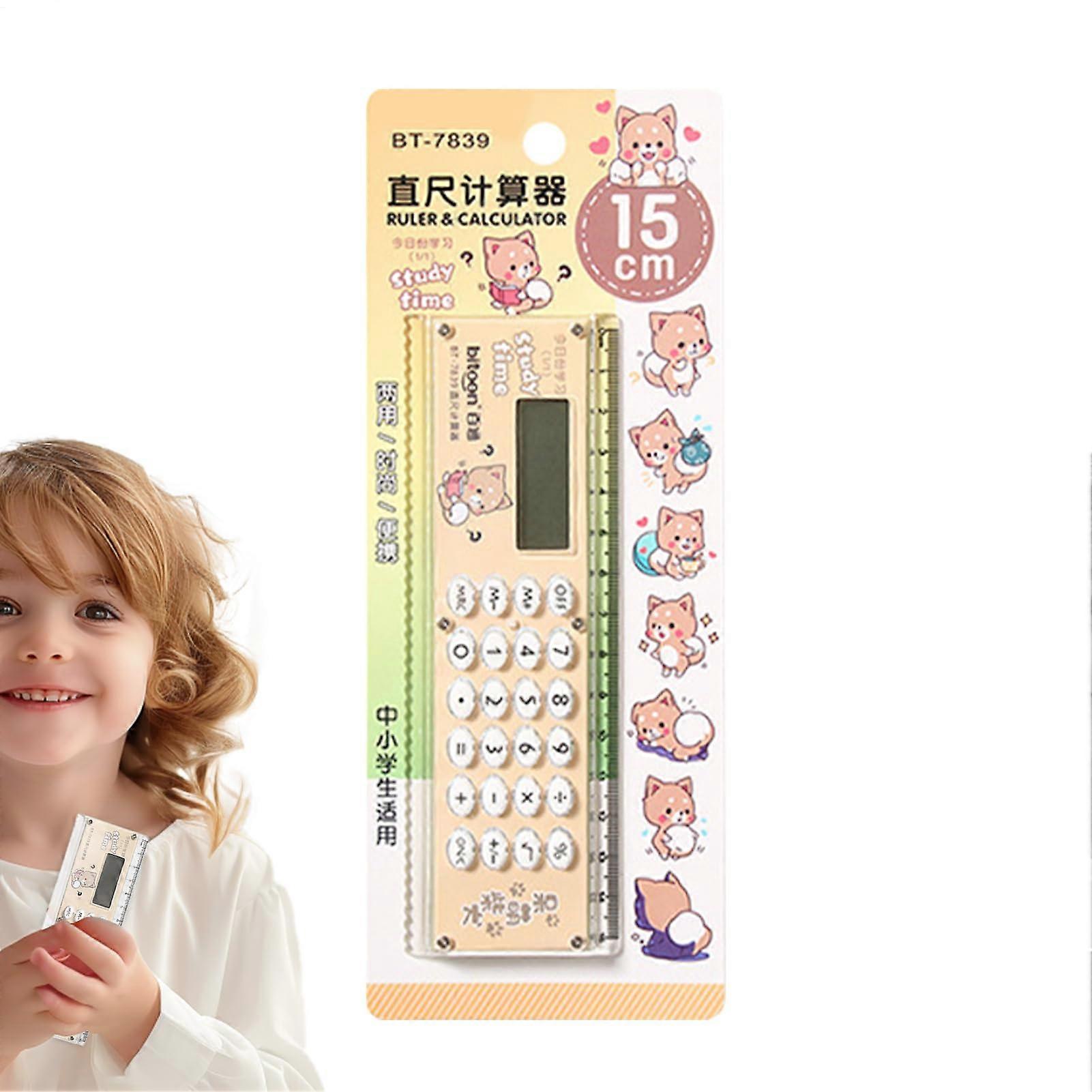 Pocket Calculator Portable Mini Calculator for Students Dual Power (Orange)