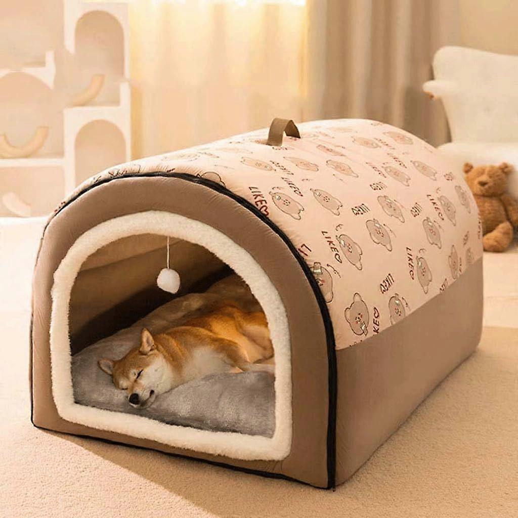Dog Bed for Winter | Plush Thick Semi-Closed Nest | Removable Washable Deep Sleeping Mat for Small to Medium Dogs