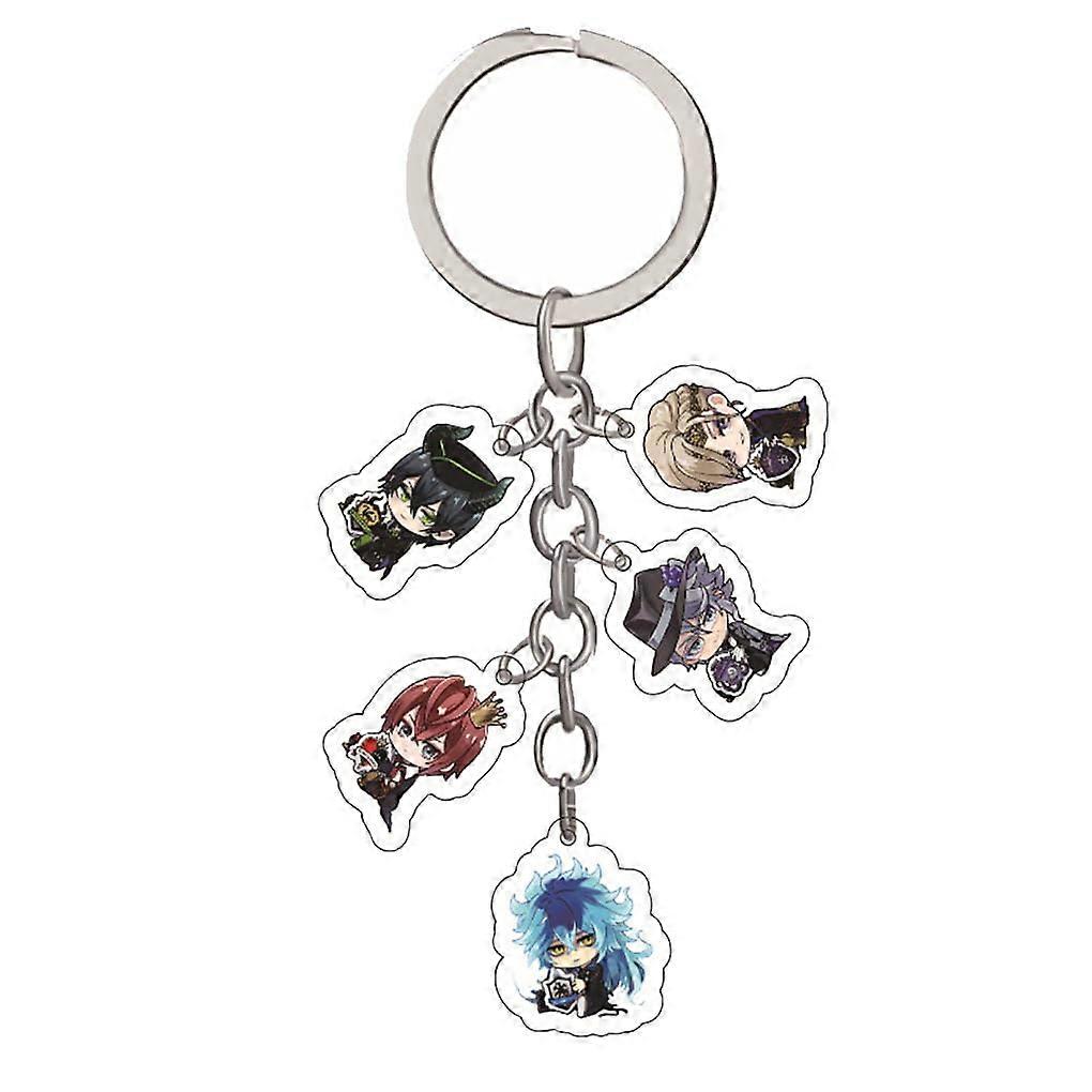Twisted Wonderlands Anime Key Chain Collection - Five Multicoloured Figures Bag Charms, 2-inch Units