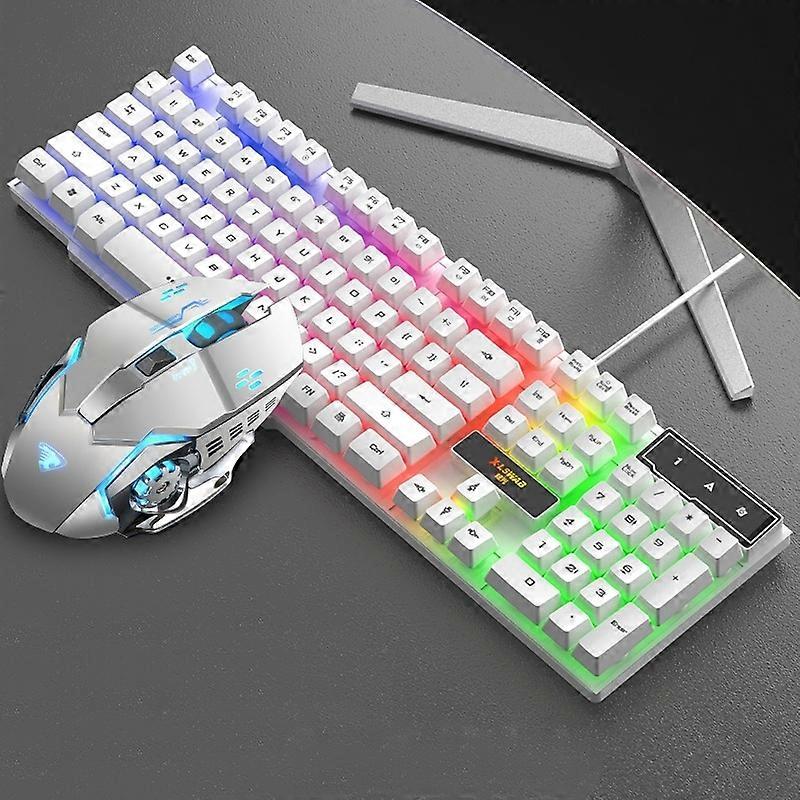 Wired Keyboard + Mouse Set White Mixed Light White Mixed Light