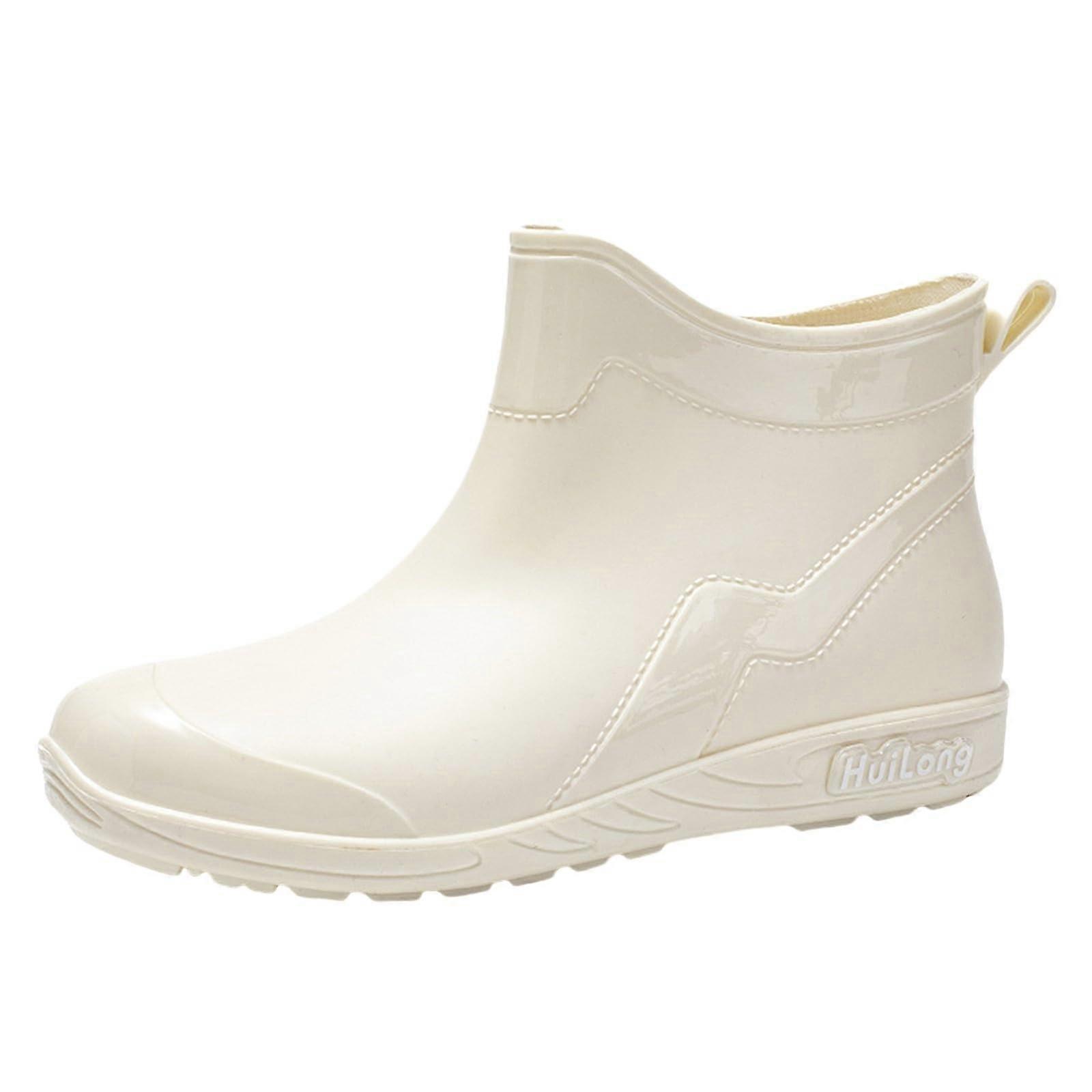 Women's rain boots, wide calf, rubber, nonslip, 38 EU beige