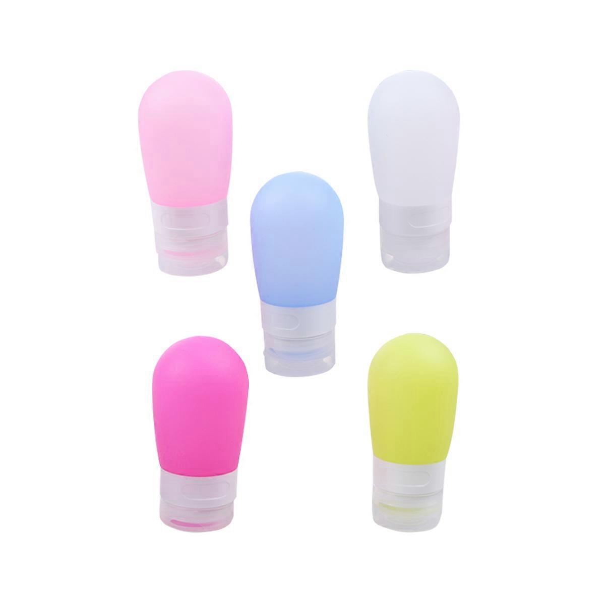 Leakproof Travel Bottles Silicone Lotion Containers Cosmetics Storage Round Assorted Color 60ml 5Pcs