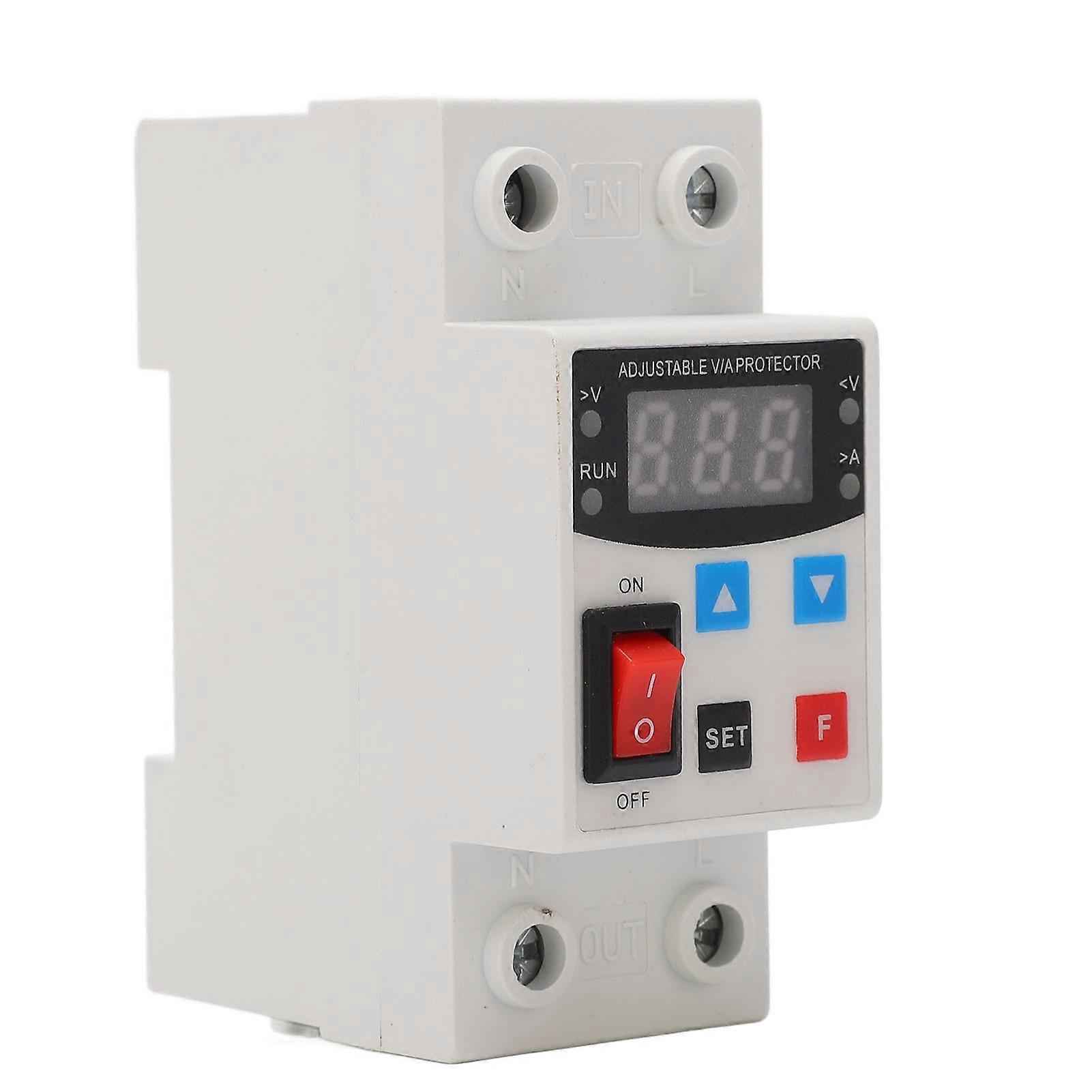 Over Under Voltage Protective Device Adjustable Auto Reset Protector 240V‑300V 40A 