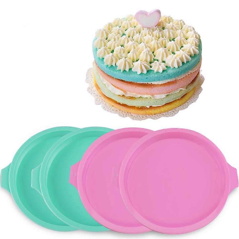 Cake Tins For Baking Tart Easy Demould Silicone Molds Bakeware Round Shape 4Pcs