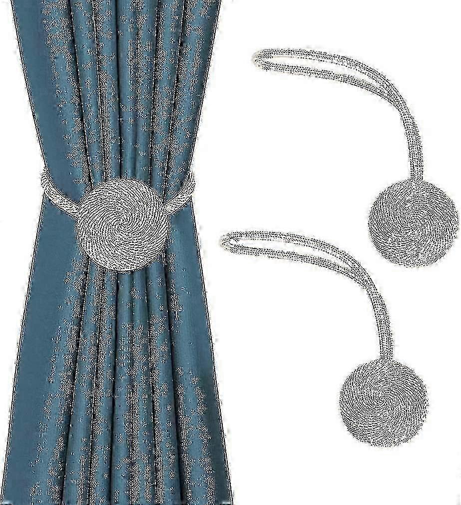 Set of 2 Magnetic Tiebacks for Decorative Curtains - Modern Support Rope for Thin & Sheer Curtains in Beige
