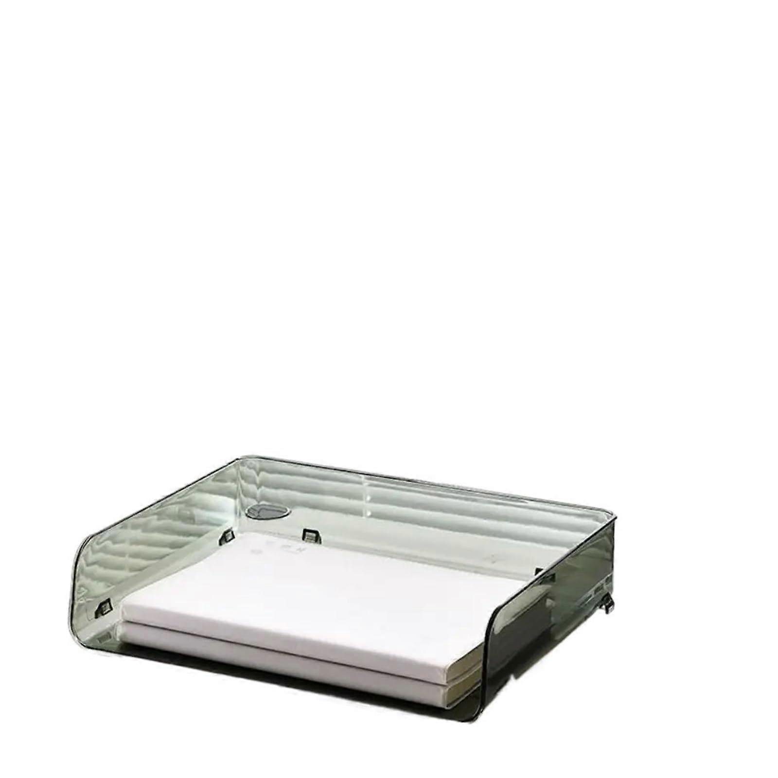 Letter Tray File Organiser, A4 File Tray, Paper Shelf, Desktop Organiser, Stackable Filing Shelf (Green, Large)