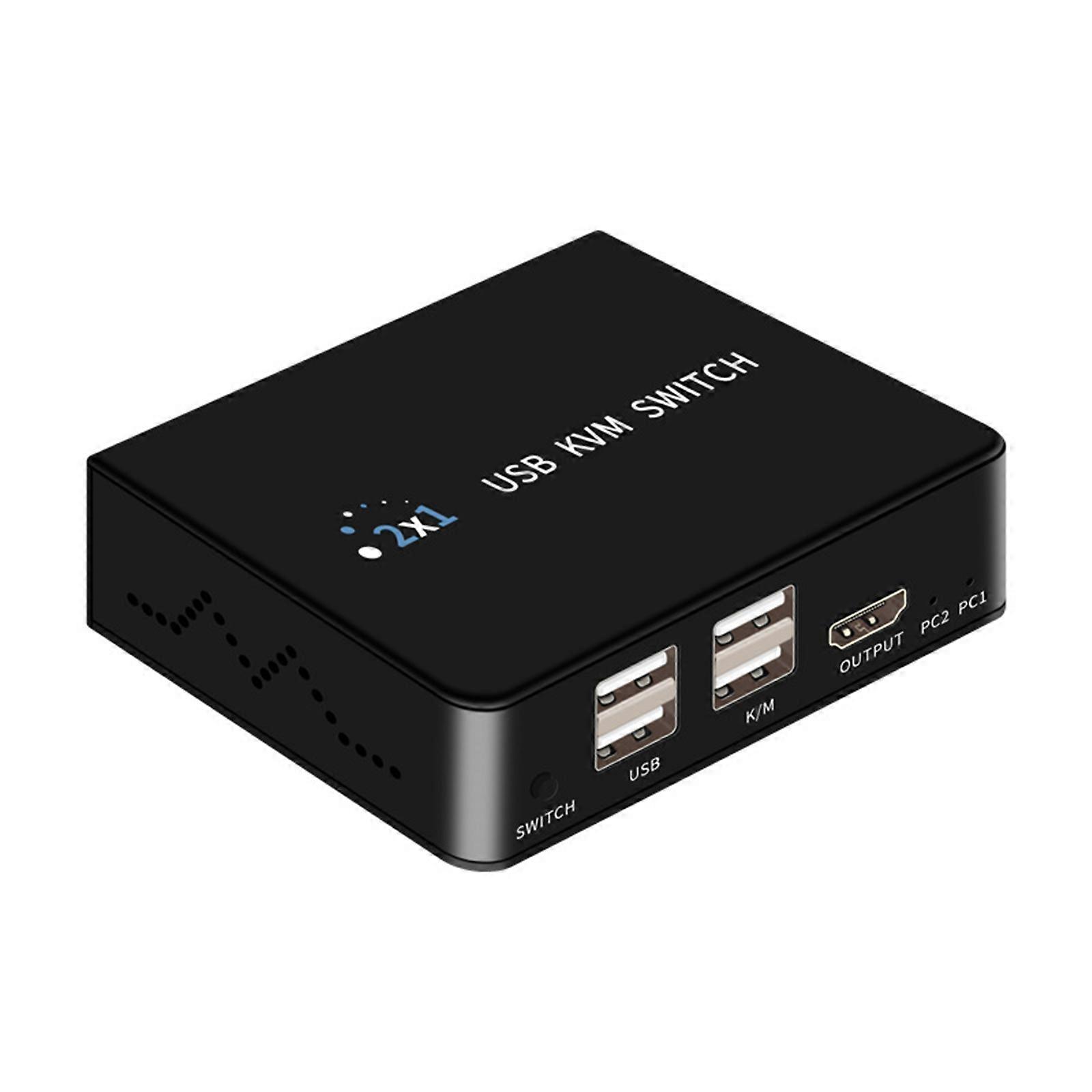 4K HDTV KVM Switcher 2 In 1 Out HDTV USB KVM Switcher Box For 2 Host Shared 1 Monitor Keyboard Mouse Printer Office Multicolor