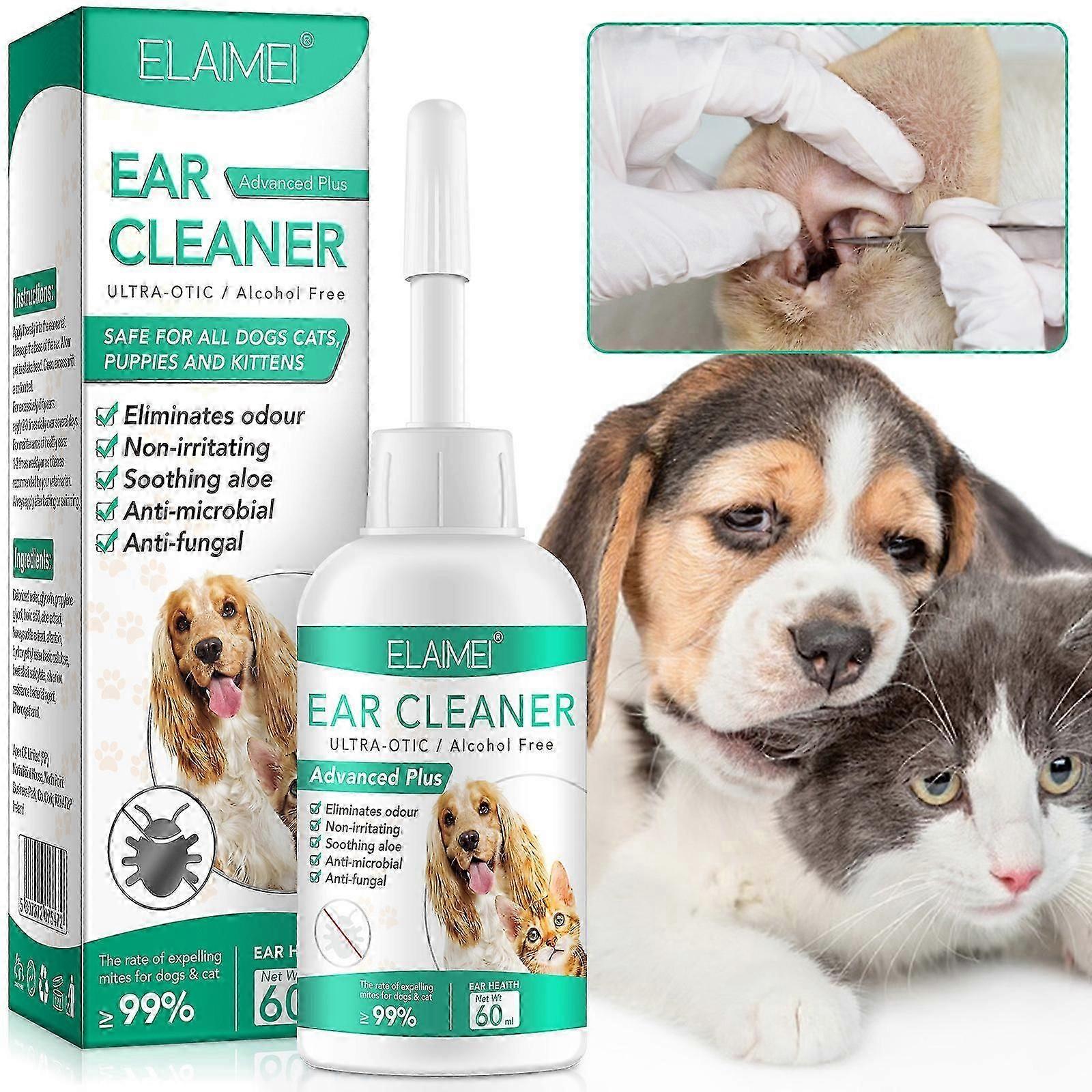 Kedi ve Köpek Kulak Temizleyici Solüsyonu, Günlük Kulak Temizliği için Köpek Kulağı Enfeksiyonu Tedavisi Kir, Kir ve Kokuyu giderir, kaşıntılı ve iltihaplı kulakları giderir