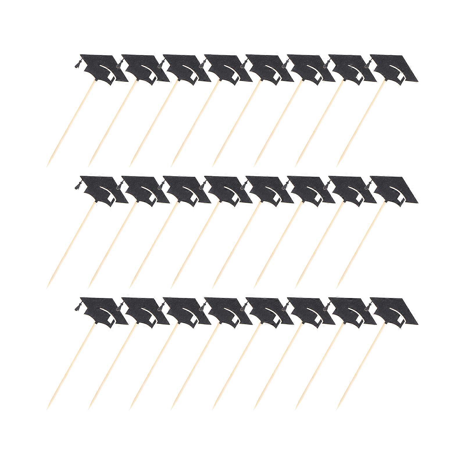 Square Black Paper Cake Insert Cards for Graduation Celebrations 24Set
