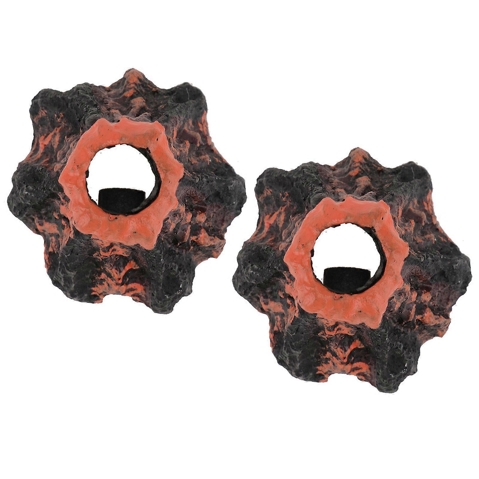 Volcano For Aquarium Fish Tank Safe Material Long-Term Soak No Fading Unique Modeling Design 2Pcs