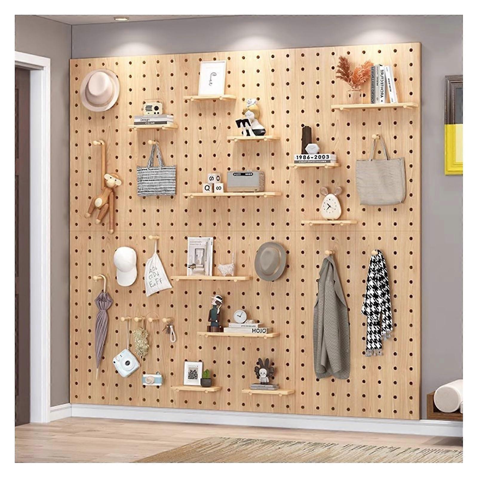 Wooden Pegboard Wall Organizer 40x60cm for Craft Room Easy Installation Brown with 12mm Holes for K and Workshop