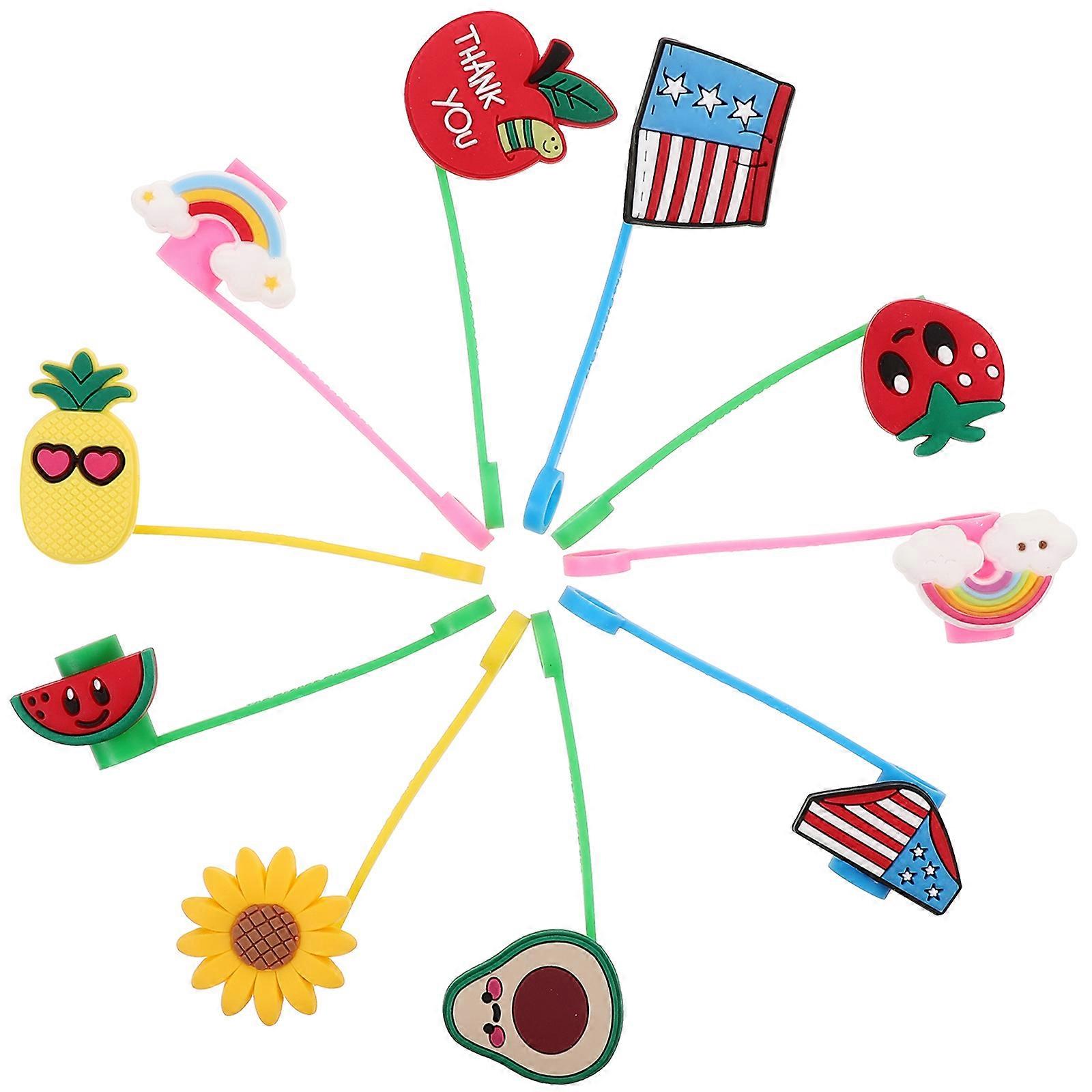 Silicone Straw Covers for Daily Use Assorted Color Cute Appearance Lightweight and 10 Pieces