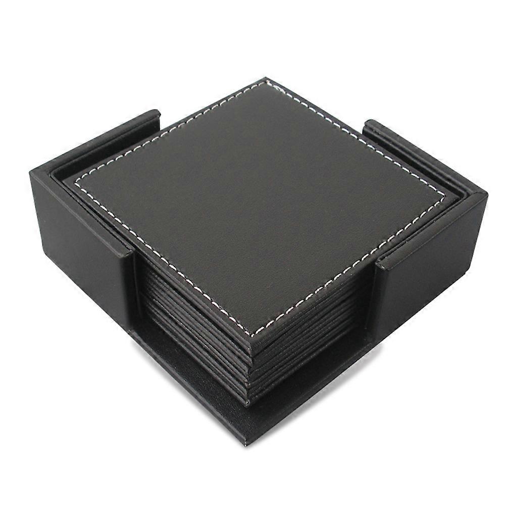 Square Table Mat Heat Resistant Coasters for Set Black White Thread 10cm x 6mm 6Pcs