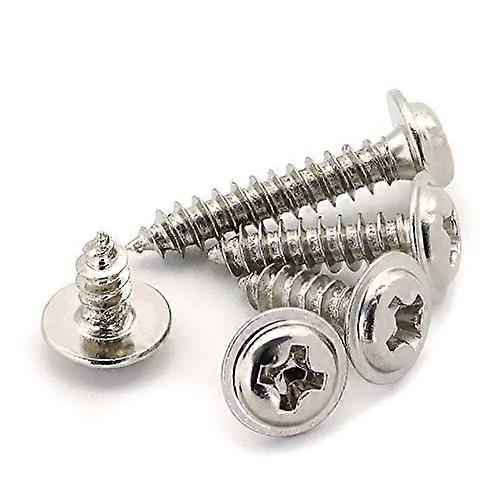 Gypsum board screws, 100 pieces, PWA nickelplated cross round head selftapping screws with pad, M1.2M4 pan head tapping screws with washer.