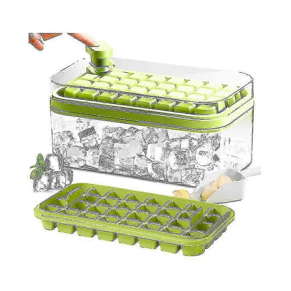 Ice square tray with lid and bin, 2 pack ice square trays for freezer, 64 pcs ice square mold (gree p