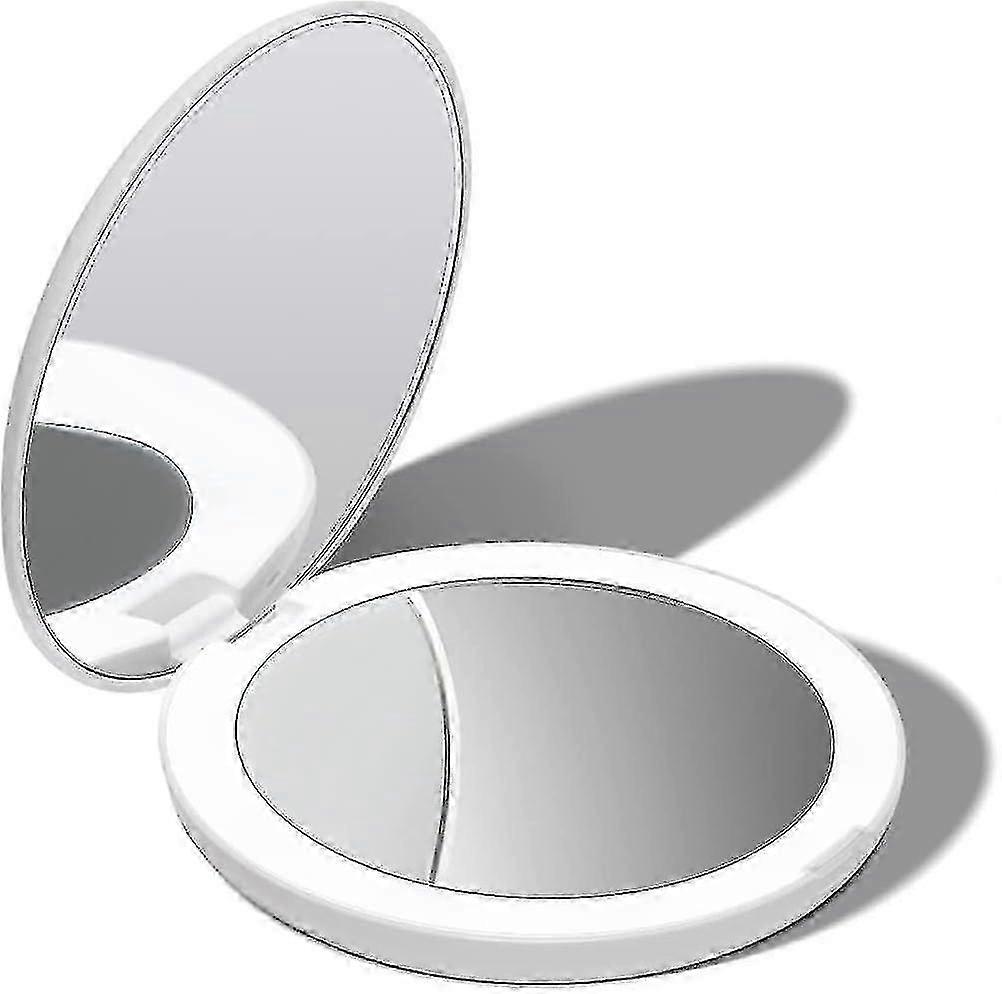 Fancii Led Lighted Travel Makeup Mirror, 1x/10x Magnification - Daylight Led, Compact, Portable, Large 5" Wide Illuminated Folding SZRH A-W