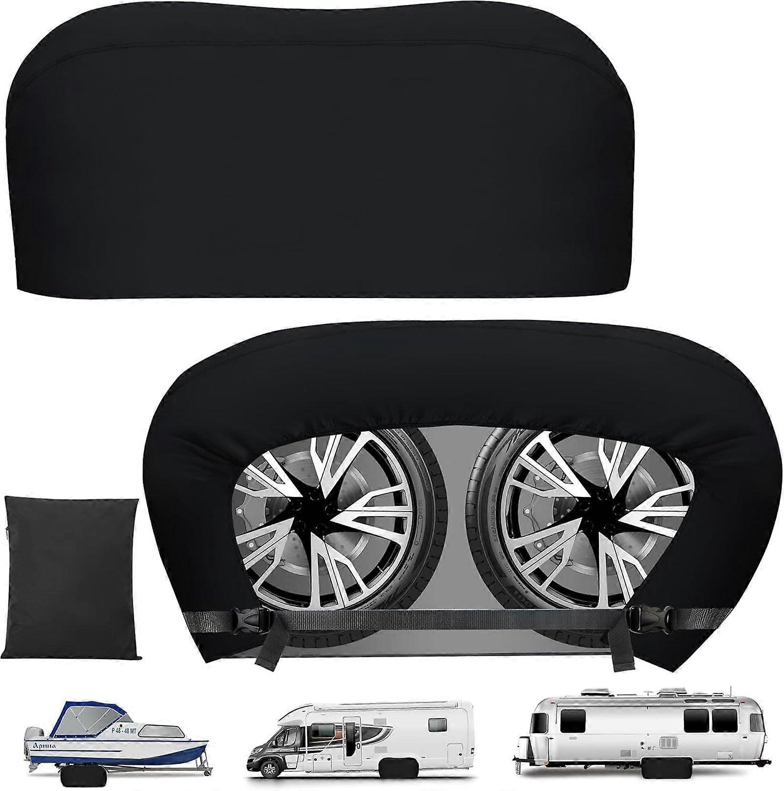 Windproof Wheel Cover for Dual Axles, RV Tyre Covers, UV Resistant, Universal Fit
