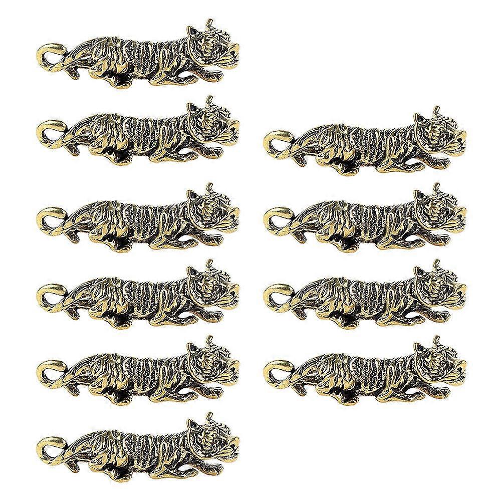 Retro Brass Tiger Charms Designed For DIY Materials Suitable For Bedroom And Office Decor With 10Pcs Set