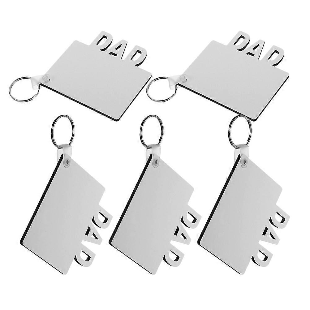 5 Silver Key Chain Blanks for DIY Crafts with Medium-Density Fiberboard Material