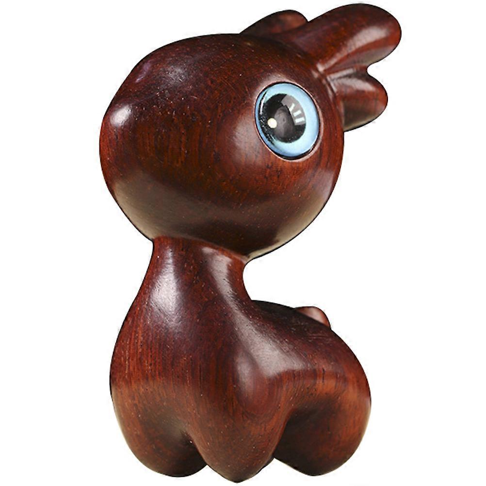 Wooden Elk Ornament for Decor Coffee Color Smooth Edges Crafted for Living Room Desk Shelf 7.8 inches